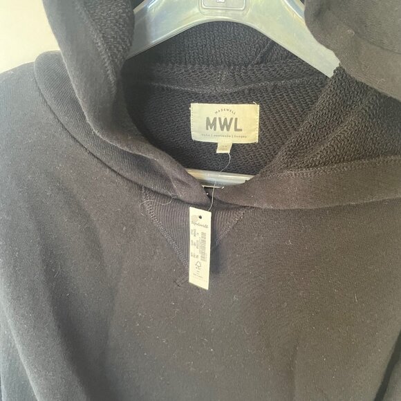 Madewell MWL Airyterry Hoodie Womens 1X Black Cotton Sweatshirt - Picture 8 of 9